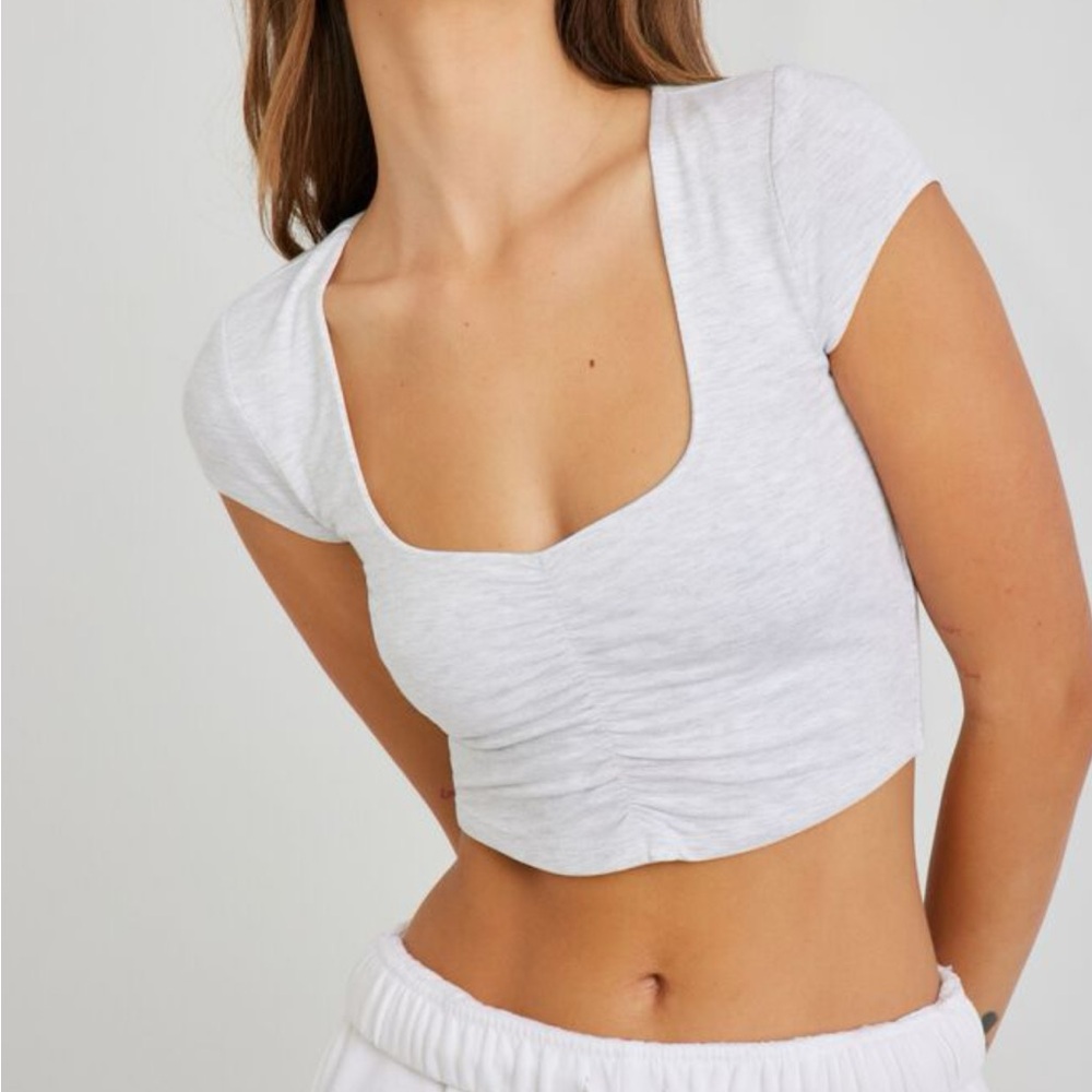 Garage Grey Ruched Crop Top